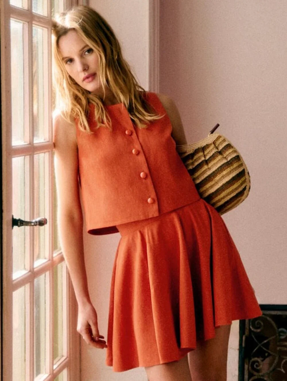 Sezane Meralie Skirt in Burnt Orange size 36